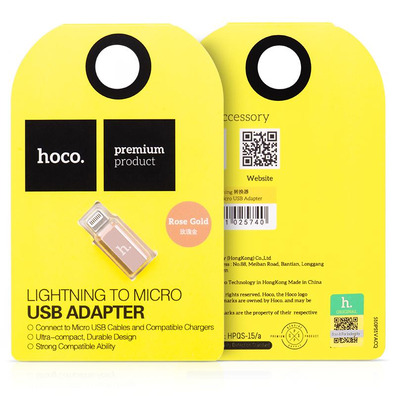 Adapter Lightning to Micro USB Pink Hoco