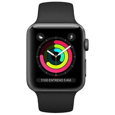 Apple Watch Series 3 38mm GPS Aluminium/Space Grey with Black sports strap MTF02QL/A