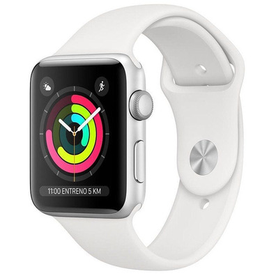 Apple Watch Series 3 42mm GPS Silver with white sports strap MTF22QL/A