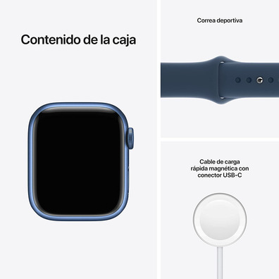 Apple Watch Series 7 GPS 41 mm Box Aluminum in Blue/Blue Sports Correa Abyss