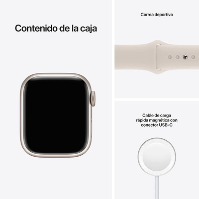 Apple Watch Series 7 GPS/Cellular 41 mm Aluminium Box in White Star/White sports strap