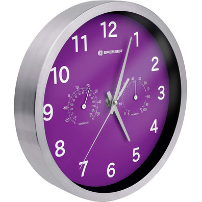 Bresser Mytime Clock Wall Termo-/Higro 25cm Violet