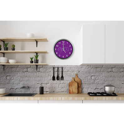 Bresser Mytime Clock Wall Termo-/Higro 25cm Violet