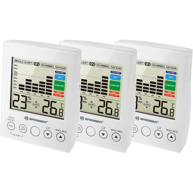 Bresser Set 3 Digital Higrometers with Anti-Moho Alert