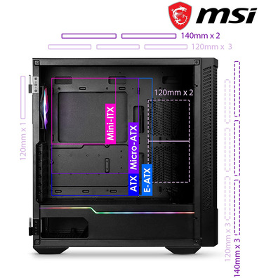 Box Tower E-ATX MSI MPG Velox 100P Airflow