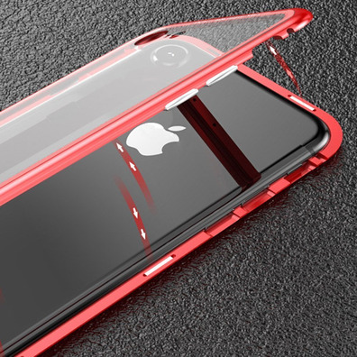 Magnetic Case with Tempered Glass iPhone 7/8 Plus Red