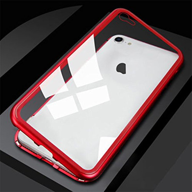 Magnetic Case with Tempered Glass iPhone 7/8 Red