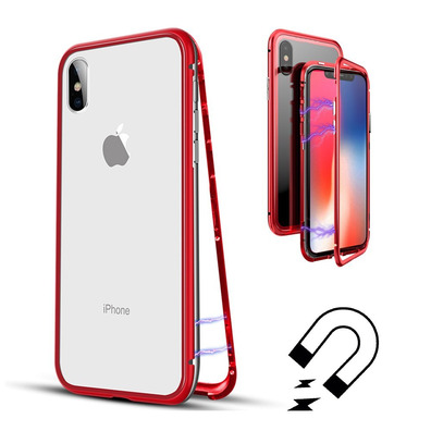 Magnetic Case with Tempered Glass iPhone X Red