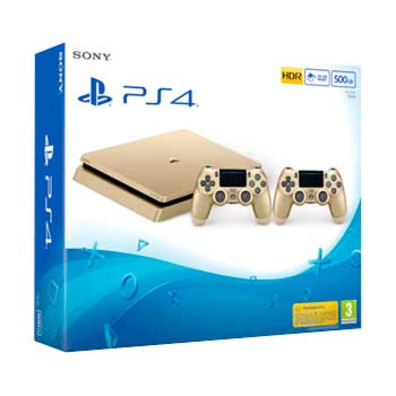 Playstation 4 Slim (500 GB) + 2 Dualshock 4 V2 Gold