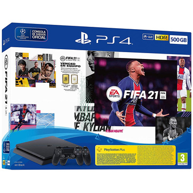 Console Playstation 4 Slim (500GB) + FIFA 21 + 2 Dualshock 4