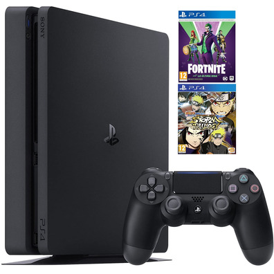 PS4 Slim Console (500GB) Black + Fornite Batch The Last Laughter + Naruto SUNS Trilogy