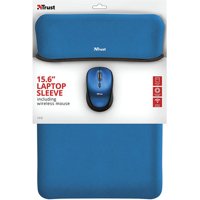 Funda + Mouse Wireless Trust Yvo 15.6 " Blue