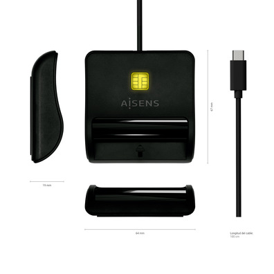 DNI-E USB-C Aisens ASCR-SN03C-BK Black Reader