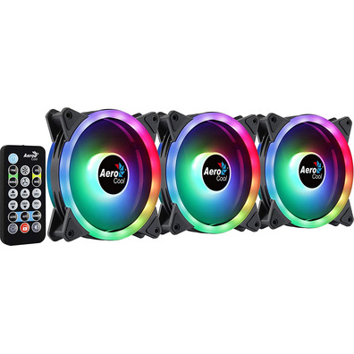 Pack 3 Fans Aerocool Duo Pro 12 cm + H66F HUB + Remote Command