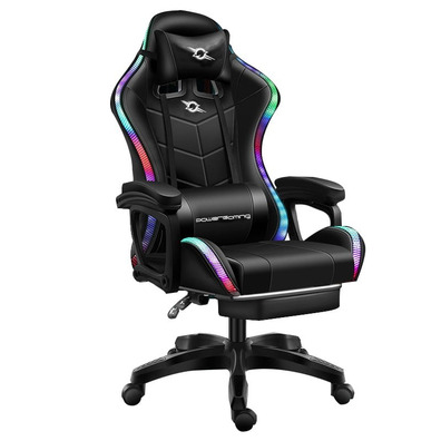 Gaming PowerGaming LED RGB Chair with Reposapies-Black