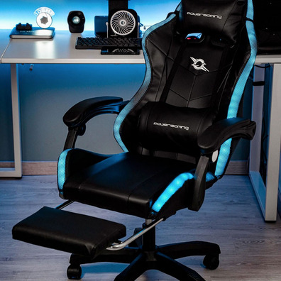 Gaming PowerGaming LED RGB Chair with Reposapies-Black