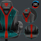 Thunderx3 chair gaming yc1 black cyan Red